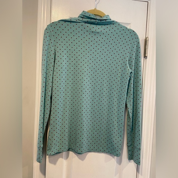 L.L. Bean Size XS Blue Red Polka Dot Long Sleeve Pullover Turtleneck Top Stretch - Picture 10 of 10